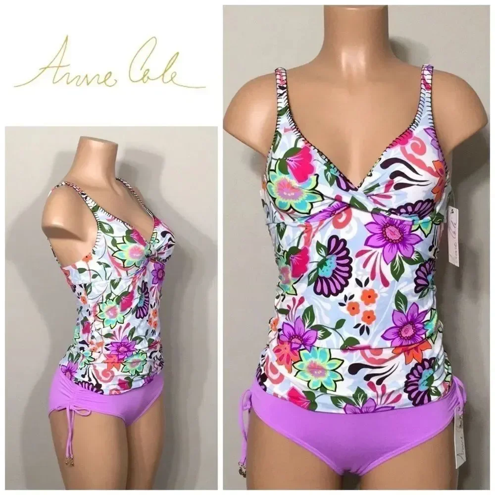 Anne Cole floral lilac tankini set. 32/34-S. NWT